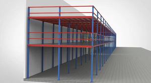 Mezzanine en acier robuste à 2 niveaux, surface peinte en noir, pour stockage en entrepôt intérieur - Product Image 3