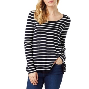 Delle donne nero bianco Stripe Knit Top Classico delle donne Della Banda Maglia T-Shirt - Product Image 1