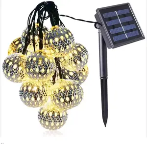 Güneş fas dize işık Metal Orbs 20 LED küre altın bahçe Yard Gazebos kamp parti tatil doğum günü için