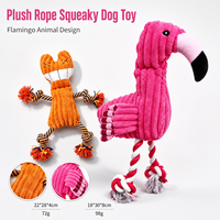 Jouet interactif pour chien en peluche avec corde et couineur, motif flamant rose, vente en gros, marque privée