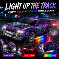 Voiture RC 4x4 de drift avec pneus doubles, lumières LED, commande proportionnelle 2,4 GHz, jouet de course télécommandé rechargeable