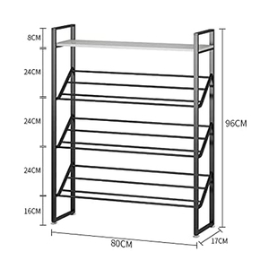 Industrial Metal Shoe Rack with Multi-Shelves and Bench Sturdy Durable <b>Rustic</b> Design for Clutter-Free Shoes Collection - Product Image 1