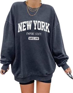 <span class=keywords><strong>Felpa</strong></span> Casual da <span class=keywords><strong>Donna</strong></span> a Maniche Lunghe con Collo Tondo, Oversize con Stampa <span class=keywords><strong>Los</strong></span> <span class=keywords><strong>Angeles</strong></span>, Pullover Tinta Unita Personalizzabile - Product Image 2