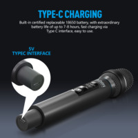 Microphone Dynamique Professionnel UX-400 UHF Sans Fil Rechargeable 4 Canaux XLR Omnidirectionnel Boîtier Métallique pour Scène d'Église