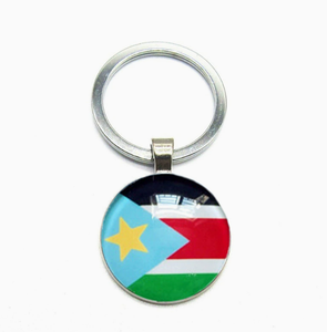 Porte-clés en métal avec dôme en verre transparent, drapeau du Cameroun, souvenir <span class=keywords><strong>de</strong></span> <span class=keywords><strong>voyage</strong></span> en plein air, breloque décorative à suspendre au sac - Product Image 5