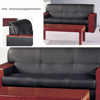 Ensemble de canapés en cuir pour bureau, avec accoudoirs en bois, pour réception d'entreprise, salon, salle d'attente, mobilier de bureau