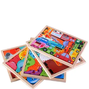 New Cartoon Animal 3D Jigsaw Puzzle Board Wooden Puzzle Board For Young Children Cows Dinosaurs Sea Animals Traffic Toys