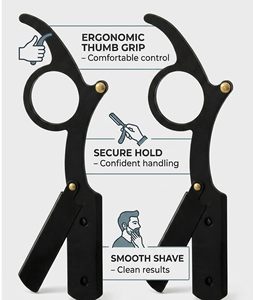 Manual Shaving Razor Professional Hairdresser Trimming Beard Razor Replaceable <b>Blades</b> <b>Barber</b> Razor - Product Image 5