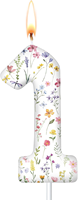 Bougies Chiffres Fleurs Sauvages pour Décorations de Fête, Décoration de Gâteau Florale, Fournitures d'Anniversaire