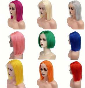 13X4 Double Drawn Glueless Baby <b>Hair</b> for <b>Wigs</b> Pink <b>Human</b> <b>Hair</b> Brazilian Remy <b>Short</b> Bob 8 Inches Stretched HD Transparent - Product Image 3