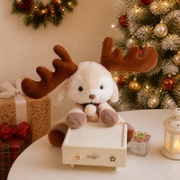 Peluche personnalisée de renne de Noël, jouet en coton PP, poupée animale, vente en gros, cadeau de fêtes et d'anniversaire