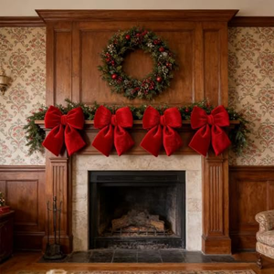 Xmas Fence Stairs Railing Fireplace Decor Christmas Tree <b>Bows</b> <b>Large</b> Velvet Xmas Ornament <b>Bow</b> Red Christmas <b>Bows</b> for Tree - Product Image 3