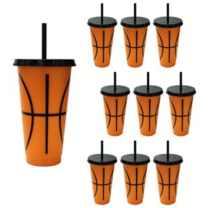 24 Oz Plastic Drinkware <b>Custom</b> Football Theme Sport Party <b>Cups</b> With Lid and Straw for Ice Cold Beverages - Product Image 1