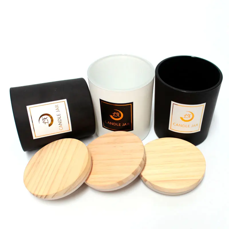 Lannxun — bougie en verre avec couvercle et boîte cadeau, résistante à la chaleur, personnalisé, noir, vide, offre spéciale, 12 oz 13 oz