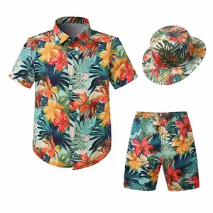 Conjunto de camisas casuais havaianas para praia, shorts de manga curta para homens, novidade casual de primavera e verão personalizada para resort