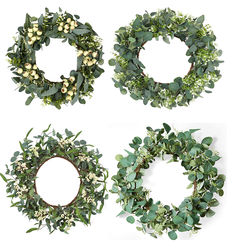 Artificial Eucalyptus Wreath Leaves for Front Door Wall Window Farmhouse Decoration