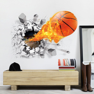 3D Basketball Wall <b>Sticker</b> 50x70cm PVC Waterproof Home Decoration Children's Room Sport Decal - Product Image 1