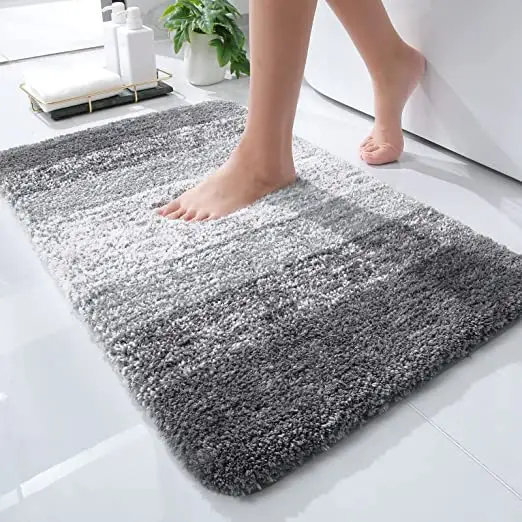 Tapis de salle de bain de luxe, tapis de bain en microfibre Extra doux et absorbant, tapis de bain antidérapant en peluche Shaggy, tapis de bain lavable en Machine à sec