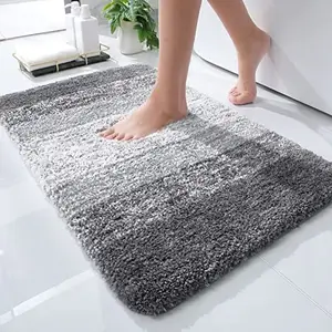 Lüks banyo halı Mat ekstra yumuşak ve emici mikrofiber banyo halıları kaymaz peluş tüylü banyo halı makinesi yıkama kuru