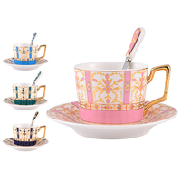 Ensemble de tasses à café et soucoupes turques de luxe de style marocain avec poignée dorée Tasse à thé de l'après-midi à cappuccino en céramique spéciale 230ml