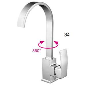 Grifo para Lavabo de Cocina, Origen China, Material de Latón con Tratamiento de Superficie Cromado, Diseño Giratorio de 360 Grados - Product Image 2