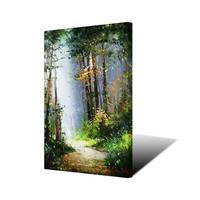 Impression sur toile tendance 2026 : Forêt impressionniste, lumière du soleil traversant les arbres, paysage marin, sentier forestier, feuilles dorées, impression HD, décoration intérieure