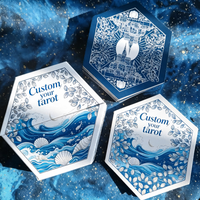 Cartes de tarot hexagonales éducatives personnalisées en papier, boîte rigide avec estampage à chaud doré, guide de jeu familial, cadeau pour jeux d'intérieur