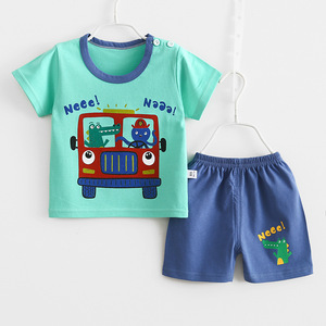 Wholesale Summer 100% Cotton Short Sleeve Baby Clothes Sets Boys Children Kids T-shirt Suit - Product Image 2