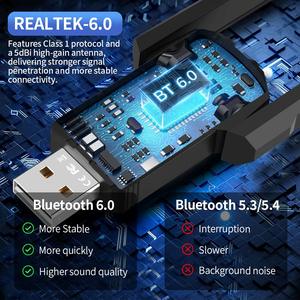 Adaptateur Bluetooth 6.0 USB <span class=keywords><strong>longue</strong></span> <span class=keywords><strong>portée</strong></span> HG pour transfert sans fil sur ordinateur de bureau pour <span class=keywords><strong>souris</strong></span>, <span class=keywords><strong>clavier</strong></span>, écouteurs - Win11/10/8.1 - Product Image 3