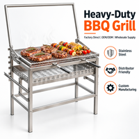 Barbecue au charbon de bois robuste pour l'extérieur, OEM ODM, en acier inoxydable, avec gril rotatif, pour les distributeurs et les grossistes
