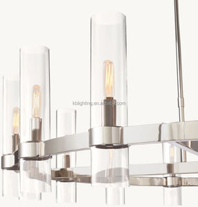 Amerikaanse Loft Retro Kandelaar Glazen Hanger Verlichting Restauratie Restaurant Licht Messing Glas Ring Kroonluchter - Product Image 6