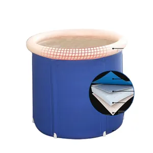 Bañera plegable de 75x75cm al por mayor para adultos bañera plegable de plástico azul grande de Pvc bañera portátil de plástico barata para adultos