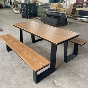 Usine en stock vente en gros bon marché commercial WPC lavable en métal cadre extérieur table à manger banc ensemble pour patio jardin parc - Product Image 2