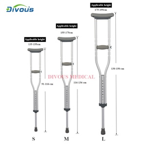 Adjustable Underarm Height Light Weigh Aluminum Alloy Medical Portable Comfortable Telescopic Crutches Axillary Crutches - Product Image 2