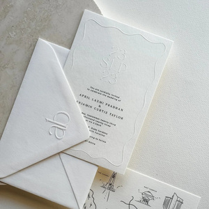 Tarjetas de Invitación de Boda Modernas y de Lujo, Diseño 3D Pop-up, Acabado Mate Ecológico, Bordes Troquelados, Papel - Product Image 1