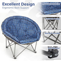 Chaise de camping pliable XXL surdimensionnée, super confortable, rembourrée, robuste, design moderne, polyester, mobilier de jardin extérieur pour adultes