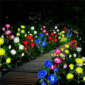 Lampe LED solaire à 3 têtes en forme de <span class=keywords><strong>rose</strong></span> grimpante avec piquet de sol pour la décoration de jardin/cour ME3018 - Product Image 6
