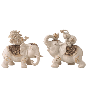 High-End Chinese Epoxy <b>Resin</b> Folk Art <b>Sculpture</b> Lucky Elephant Pair Figurine for Living Room TV Cabinet Home Entrance Ornament - Product Image 2