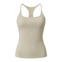 Débardeur de sport 2-en-1 pour femmes adultes, couleur unie, doux comme un nuage, mat, respirant, extensible dans quatre directions, avec coussinets intégrés et fines bretelles