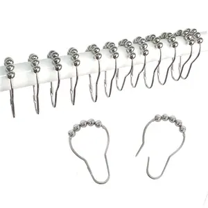 Logo vòi hoa sen Rèm Hooks Nhẫn 12 cái, đánh bóng Chrome phòng tắm vòi sen Rèm Nhẫn Hooks