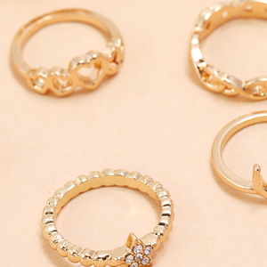 Geometric <b>Rings</b> <b>Set</b> 8Pcs 18K <b>Gold</b> Plated Alloy Bohemia Style For Women Daily Party Wear - Product Image 4