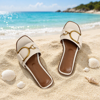 Chaussures pour femmes Zapatos 2025 Nouveauté Luxe Extérieur Design Carré Bout Plat Sandales de Plage Claquettes pour Femmes