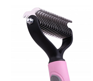 Pet çift taraflı fırça bakım Dematting detted paslanmaz çelik bıçak için keçeli uzun kedi köpek epilasyon tarak - Product Image 4