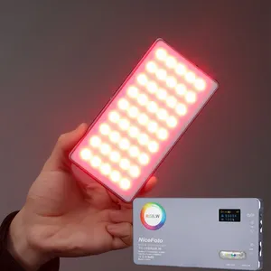 Nicemoto-Luz LED de vídeo RGB de 10W, TC-158RGB.W, batería recargable integrada, luz de relleno para cámara de vídeo