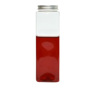 Bouteille de boisson en plastique PET transparente carrée à large ouverture, personnalisée, 250 ml, 500 ml, 8 oz, vide, pour jus, avec bouchon - Product Image 5