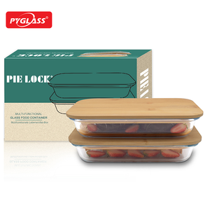 キッチン用1.6L高ホウケイ酸ガラス製ベーキングウェアガラストレイ竹製蓋付きベーキングディッシュ - Product Image 4