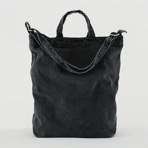 Bolsa de Compras Clássica WeiJu em Denim Reciclado, Tote Simples para Uso Diário, Alça Ajustável em Metal Prateado - Product Image 6