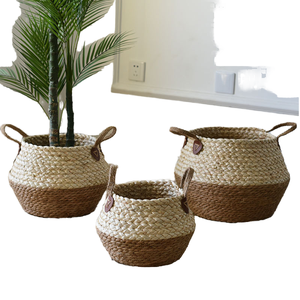 Wholesale Factory Durable Natural Seagrass Rattan Eco-Friendly <b>Storage</b> <b>Basket</b> Water Hyacinth Seaweed Handles Multi-Purpose <b>Large</b> - Product Image 2