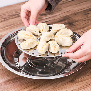 Assiette de Cuisson Polyvalente Ronde en Acier Inoxydable pour Cuisson à la Vapeur, Panier à Fruits et Légumes, et Assiette à Raviolis - Product Image 6