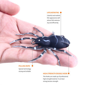 Paquet d'emballage d'appâts de pêche 80mm 7g en plastique <span class=keywords><strong>souple</strong></span> Topwater Musky Pike Fishing Hollow Soft Body Double Hook Frog Spider Soft Lure - Product Image 6